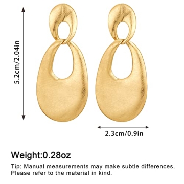 NEPULOY Teardrop Matte Gold Earrings for Statement Style