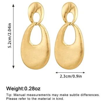 NEPULOY Teardrop Matte Gold Earrings for Statement Style