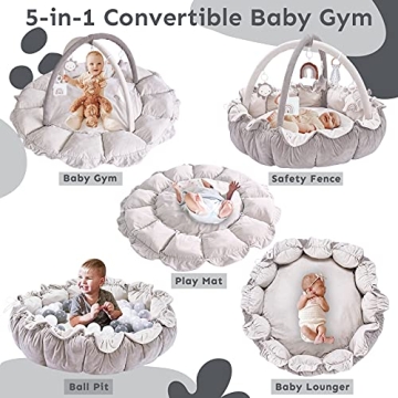 5-in-1 Thick Plush Baby Play Gym for Infant