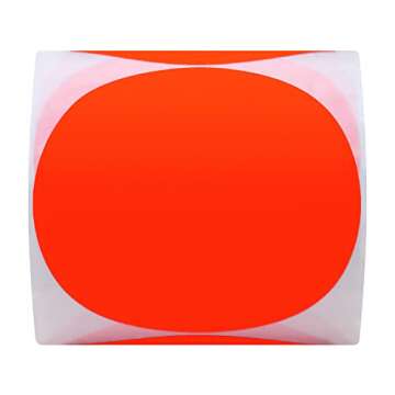 Hybsk Round Color Coding Circle Dots Labels Warehouse Inventory Organizer Stickers (3 inch, Fluorescent Red)