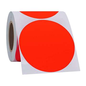 Hybsk Round Color Coding Circle Dots Labels Warehouse Inventory Organizer Stickers (3 inch, Fluorescent Red)