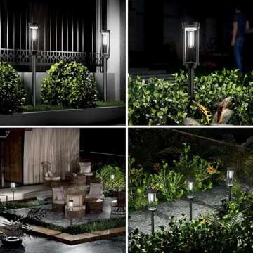 ALFIOT Solar Pathway Lights Waterproof 8 Pack Upgraded Walkway Landscape Outdoor Driveway Auto On/Off Lights for Yard Lawn Patio (Cool White)