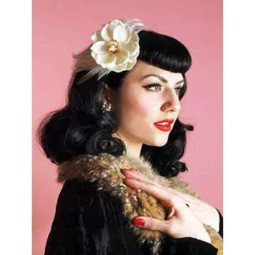 Bybrana 50s Wig Rockabilly Vintage Wavy Black Bangs
