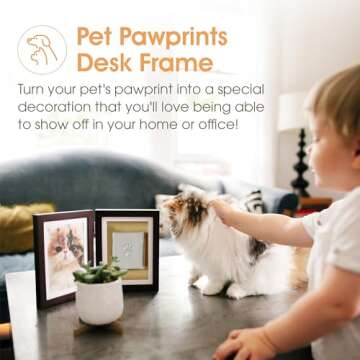 Pearhead Pet Paw Print Photo Frame With Clay Imprint Kit - Pawprint Making Kit and Photo Display for Cats and Dogs, No-Mess Pawprint Memorial, Gift For Pet Owner, Espresso