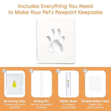 Pearhead Pet Paw Print Photo Frame With Clay Imprint Kit - Pawprint Making Kit and Photo Display for Cats and Dogs, No-Mess Pawprint Memorial, Gift For Pet Owner, Espresso