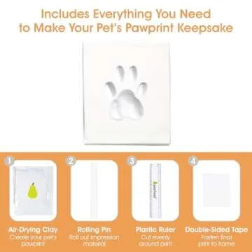 Pearhead Pet Paw Print Photo Frame With Clay Imprint Kit - Pawprint Making Kit and Photo Display for Cats and Dogs, No-Mess Pawprint Memorial, Gift For Pet Owner, Espresso