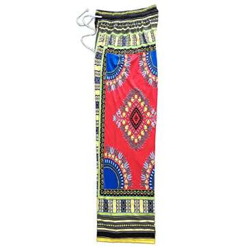 Aiphun Womens Dashiki Boho Drawstring Waist Trousers Wide Leg Yoga Lounge Pants M Blue