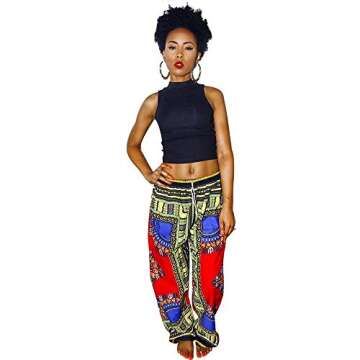 Aiphun Womens Dashiki Boho Drawstring Waist Trousers Wide Leg Yoga Lounge Pants M Blue