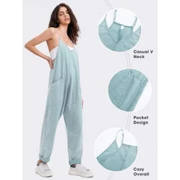 EXLURA Women’s Summer Jumpsuit with Pockets for Casual Style