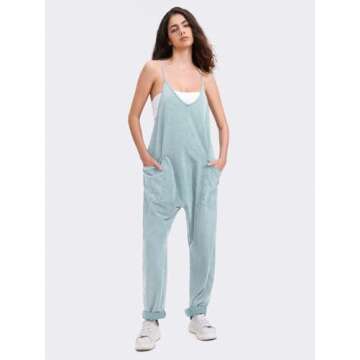 EXLURA Women’s Summer Jumpsuit with Pockets for Casual Style