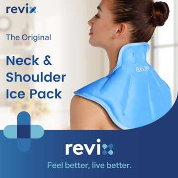 REVIX Ice Pack for Neck and Shoulders Upper Back Discomfort, Large Neck Ice Pack Wrap with Soft Plush Lining, Reusable Gel Cold Compress for Post-Workout Recovery, Blue
