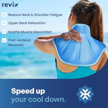 REVIX Ice Pack for Neck and Shoulders Upper Back Discomfort, Large Neck Ice Pack Wrap with Soft Plush Lining, Reusable Gel Cold Compress for Post-Workout Recovery, Blue