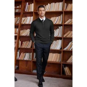COOFANDY Men's Slim Fit Quarter Zip Pullover Sweater