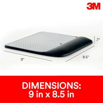 3M Precise Mouse Pad with Gel Wrist Rest, Soothing 3M Gel Technology and Satin Smooth Cover for All Day Comfort, Optical Mouse Performance and Battery Saving Design (MW85B), Extended, Black