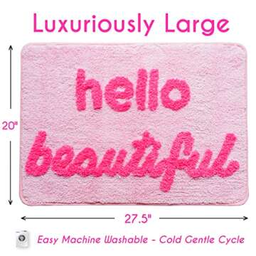 Hello Beautiful Bath Mat - Cute, Soft & Non-Slip