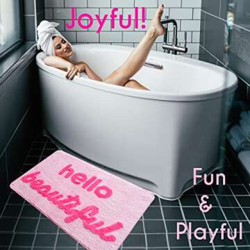 Hello Beautiful Bath Mat - Cute, Soft & Non-Slip