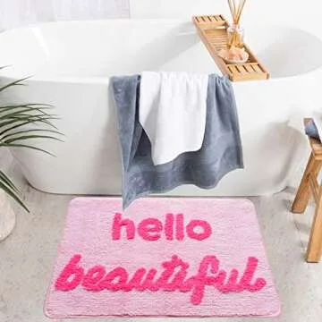 Hello Beautiful Bath Mat - Cute, Soft & Non-Slip