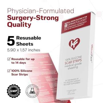 Physician Formulated Silicone Scar Sheets - Advanced Crosspolymer Medical Grade Silicone Scar Strips...
