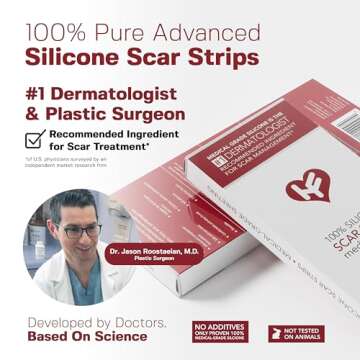 Physician Formulated Silicone Scar Sheets - Advanced Crosspolymer Medical Grade Silicone Scar Strips for Surgery, C Section, Keloids & Hypertrophic Scars - Silicone Tape For Scars (5 Sheets)
