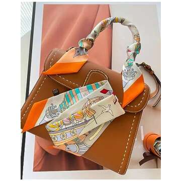 COtheSumay 100% Mulberry Silk Scarf for Handbags,Bags, and Purses,2"x35" Hair Ribbon Skinny Neck Scarves for Women