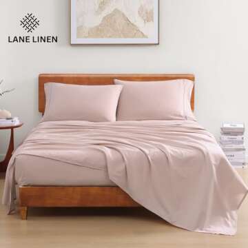 Lane Linen King Size Bed Sheets - 100% Organic Cotton King Sheets, 4Pc Soft Percale Sheets King Size...
