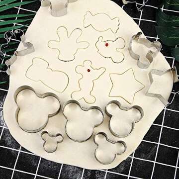 BakingWorld Mouse Cookie Cutter Set - 11pcs - Mouse Head,Ears,Side Face,Hand,Star,Candy and Shoes Cartoon Shape Fondant Biscuit Cutters Mold - Stainless Steel