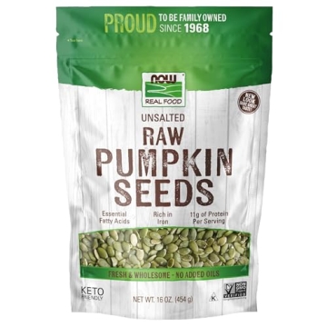 NOW Foods, Pumpkin Seeds, Raw and Unsalted, Essential Fatty Acids, Rich in Iron, Excellent Source of Protein, Certified Non-GMO, 1-Pound (Packaging May Vary)