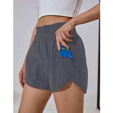 Blooming Jelly Womens High Waisted Running Shorts Athletic Workout Shorts Quick Dry Pants with Zipper Pocket (Small, Medium Grey)