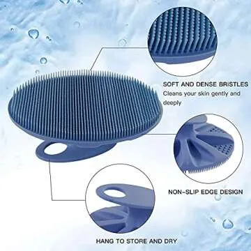 Food-grade Silicone Body Cleansing Brush - Gentle Exfoliating and Massage for Sensitive Skin (Dark B...