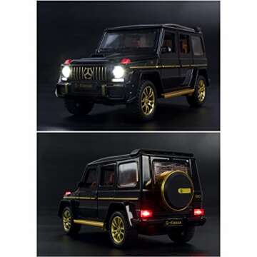 iLooboo Alloy Collectible Black Benz G63 AMG Toy Vehicle Pull Back Die-Cast Car Model with Lights and Sound