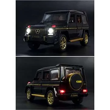 iLooboo Alloy Collectible Black Benz G63 AMG Toy Vehicle Pull Back Die-Cast Car Model with Lights and Sound