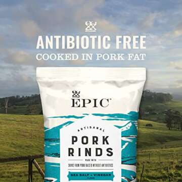 EPIC Sea Salt + Vinegar Oven Baked Pork Rinds, Keto Friendly, 2.5 oz