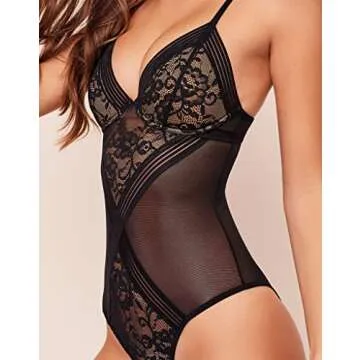 Adore Me Scoria Sexy Floral Lace Bodysuit - Underwire Support