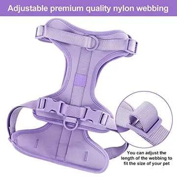 No Pull Lightweight Dog Harness: Adjustable Durable Breathable Mesh Pet Vest Harness with Soft & Comfortable Cushion, for Small Medium Large Dogs (Medium, Lilac)
