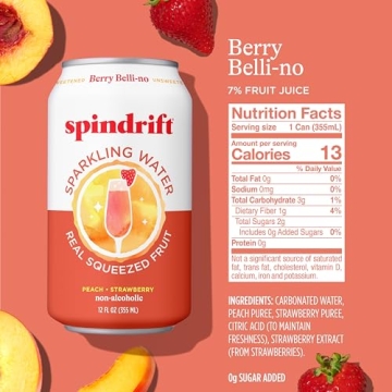 Spindrift Sparkling Water – Berry Belli-no Flavored, Natural & Refreshing, 24 Can Pack