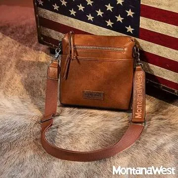 Montana West Brown Crossbody Bag for Women Small Cross Body Bag Purses Lightweight Travel Side Purse Shoulder Purses with Guitar Strap MWC-216BR