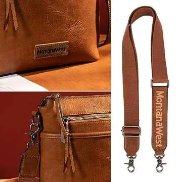 Montana West Brown Crossbody Bag for Women Small Cross Body Bag Purses Lightweight Travel Side Purse Shoulder Purses with Guitar Strap MWC-216BR