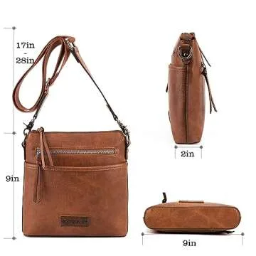 Montana West Brown Crossbody Bag for Women Small Cross Body Bag Purses Lightweight Travel Side Purse Shoulder Purses with Guitar Strap MWC-216BR