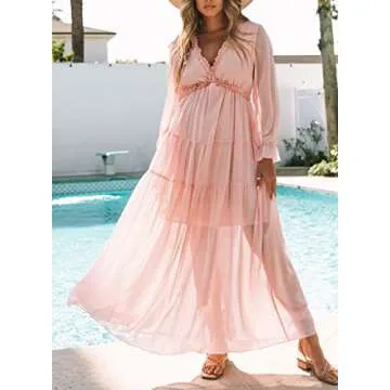 BLENCOT Women's Boho Floral Maxi Dress for Summer Events