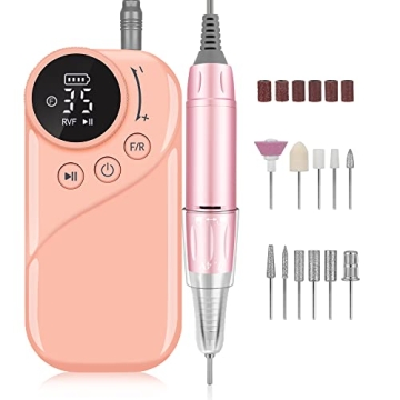 Rechargeable Nail Drill Electric Nail File, Professional 35000RPM Nail Drills for Acrylic Nails, Por...