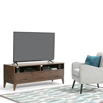 SimpliHome Harper 60 Inch Solid Wood TV Stand Walnut