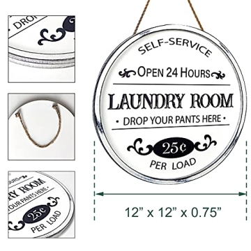 Charming Farmhouse Laundry Room Wall Sign - 12 Inch Round
