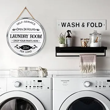 Charming Farmhouse Laundry Room Wall Sign - 12 Inch Round