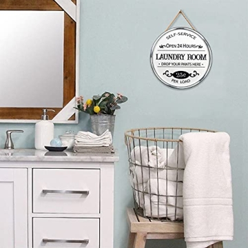 Charming Farmhouse Laundry Room Wall Sign - 12 Inch Round