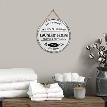 Charming Farmhouse Laundry Room Wall Sign - 12 Inch Round