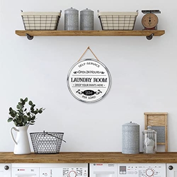 Charming Farmhouse Laundry Room Wall Sign - 12 Inch Round