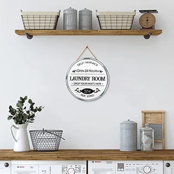 Charming Farmhouse Laundry Room Wall Sign - 12 Inch Round