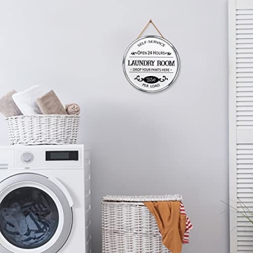 Charming Farmhouse Laundry Room Wall Sign - 12 Inch Round