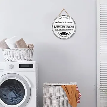Charming Farmhouse Laundry Room Wall Sign - 12 Inch Round