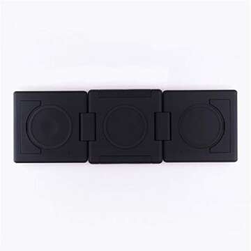 Unravel 3-in-1 Foldable Travel Wireless Charger -7.5W Charging Station for iPhone 15, 14, 13, 12, 11 Series, Apple Watch Ultra, SE, Series 1-9, AirPods Pro/Gen3 - Black (Includes Adapter & Cable)